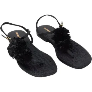 Larroude Womens Raffia Pom Pom Ankle Strappy Memory Foam Thong Marilyn Sz 6 B