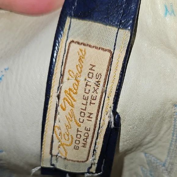 Larry Mahan Vintage Blue Heeled Cowboy Boots - Size 6B