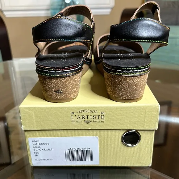 L'artiste By Spring Step Cuteness SandalsWomen's 7.5-8 /38 Black Multicolor