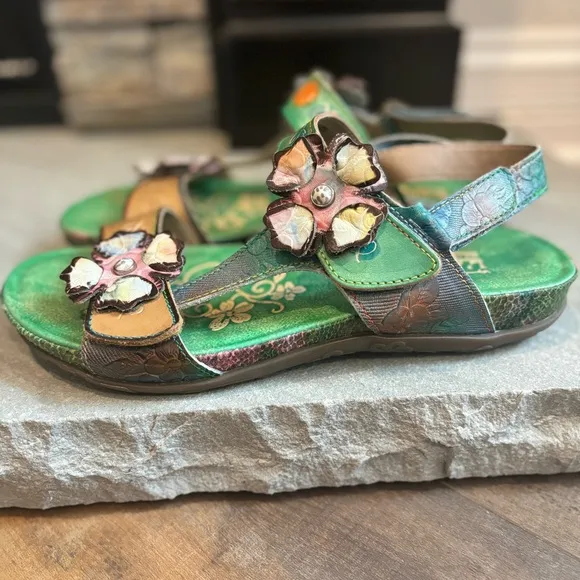 L'Artiste by Spring Step Erica Mint Green Multi EU 39 (US Women's 9) Sandals