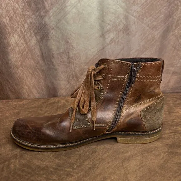 Lasoki Casual Brown Tan Leather Suede Chukka Boots Lace Up Ankle Mens 42 Y2K