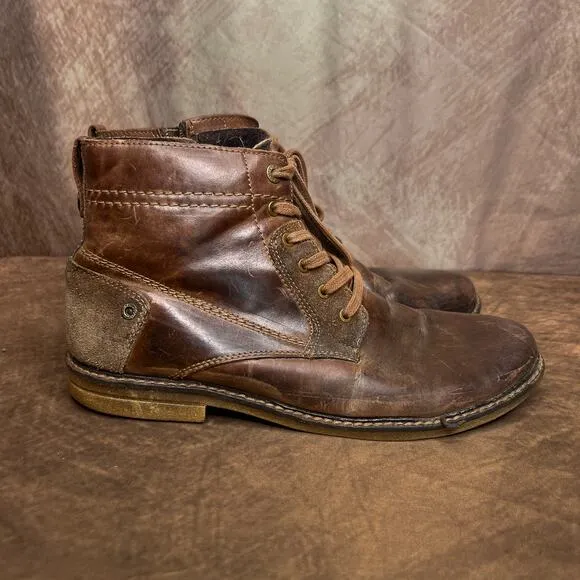 Lasoki Casual Brown Tan Leather Suede Chukka Boots Lace Up Ankle Mens 42 Y2K