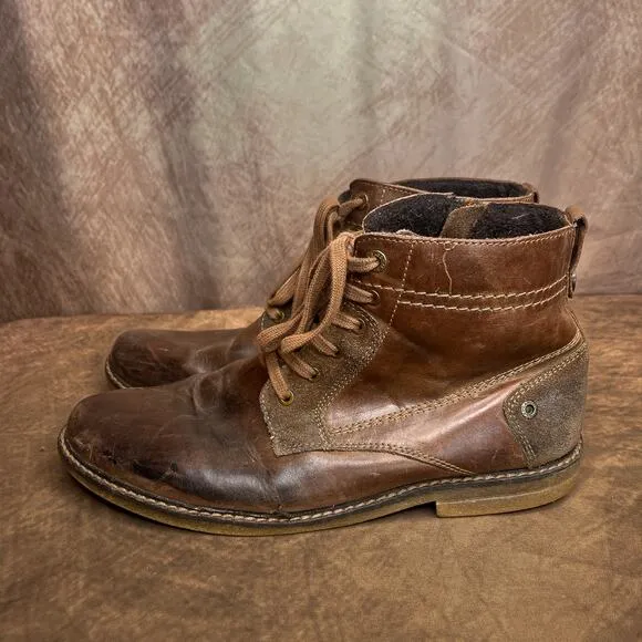 Lasoki Casual Brown Tan Leather Suede Chukka Boots Lace Up Ankle Mens 42 Y2K