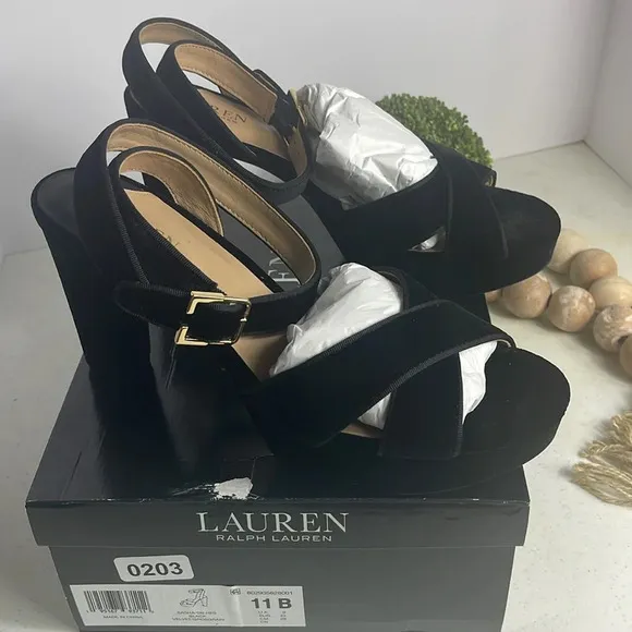 Lauren by Ralph Lauren women’s Velvet/Suede Sasha Sandals Platform Sz 11
