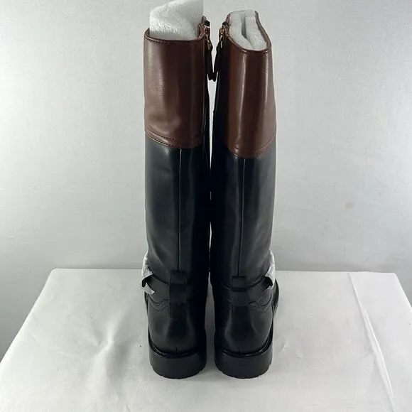 Lauren by Ralph Lauren Everly Riding Boots Black/Desert Tan sz 5B
