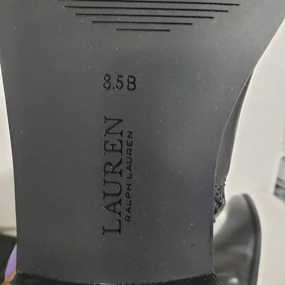 Lauren Ralph Lauren Berdie Black 100% Leather Riding Boots Sz 5.5B, 10B