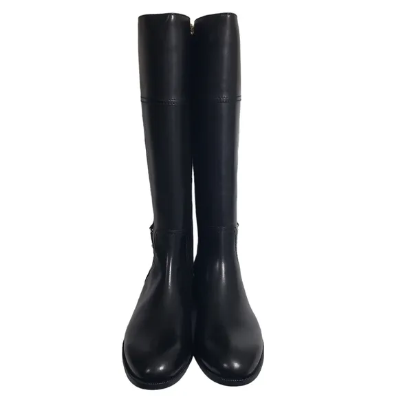 Lauren Ralph Lauren Berdie Black 100% Leather Riding Boots Sz 5.5B, 10B