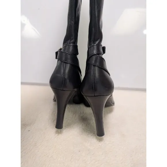 Lauren Ralph Lauren Bethany Black Leather Riding Boots 11B Buttery Soft $234