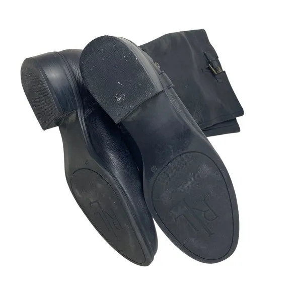 Lauren Ralph Lauren Leather Boots Riding Womens 8B Mcleod Black