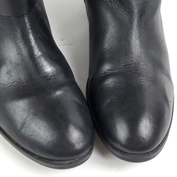 Lauren Ralph Lauren Melanie Leather Two Toned Black Brown Knee High Riding Boot