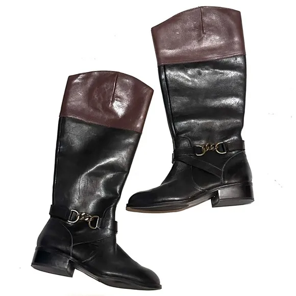 Lauren Ralph Lauren Two Tone Knee High Riding Boots Women's 5.5