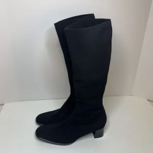 Lavorazione Artigianale Vintage Stretch Black Knee High Boots Womens Designer