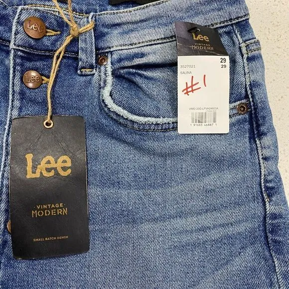 Lee Vintage Modern High Rise Flare Jeans 29x33 NWT Stretch Distressed Denim