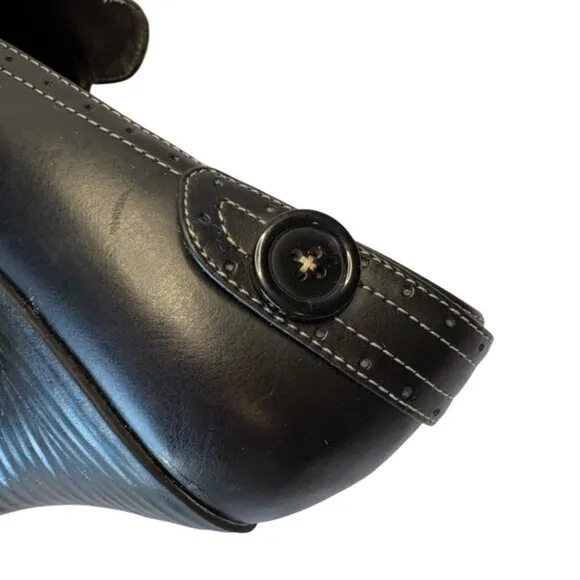 LEI Vintage Black Chunky Heels with Button Y2K 90's Womens Loafers Size 10