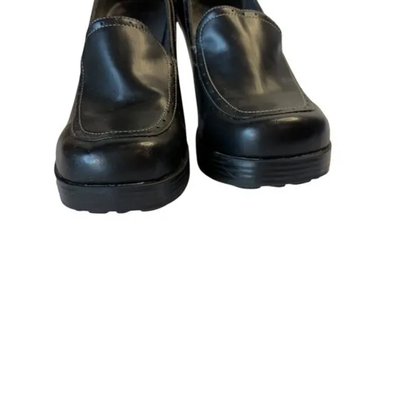LEI Vintage Black Chunky Heels with Button Y2K 90's Womens Loafers Size 10