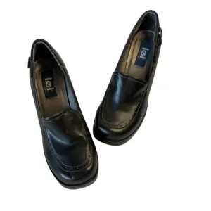 LEI Vintage Black Chunky Heels with Button Y2K 90's Womens Loafers Size 10