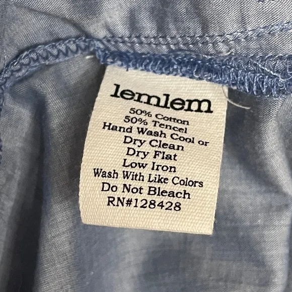 LemLem Mwali Poet Dress by Liya Kebede Chambray w/woven Long Sleeve Midi - Small