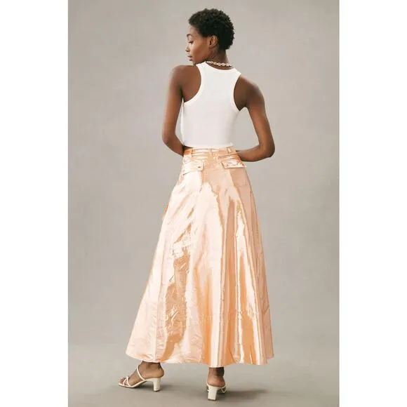 Let Me Be Metallic Cargo Maxi Skirt - New XS