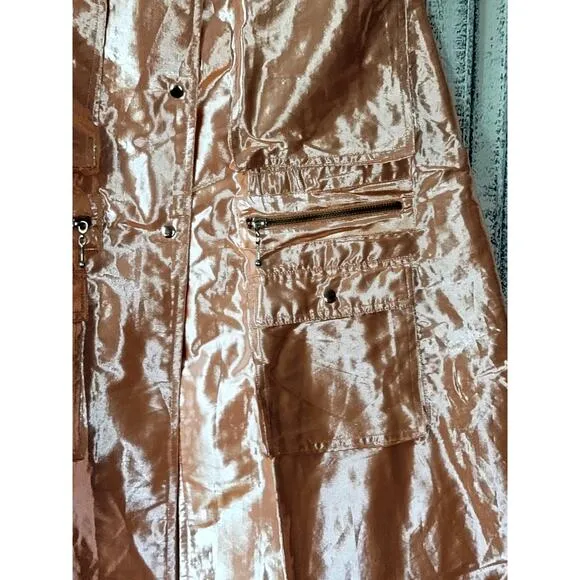 Let Me Be Metallic Cargo Maxi Skirt - New XS