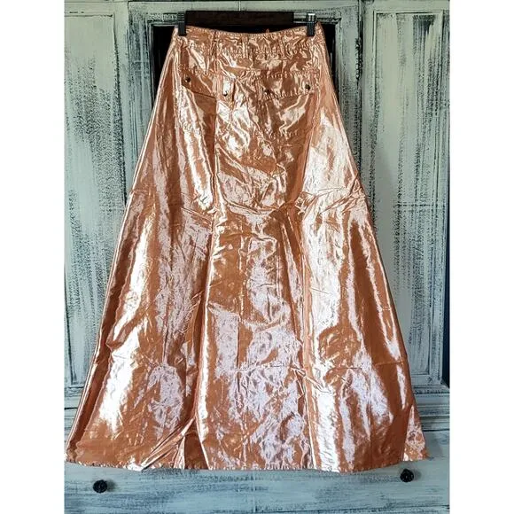 Let Me Be Metallic Cargo Maxi Skirt - New XS