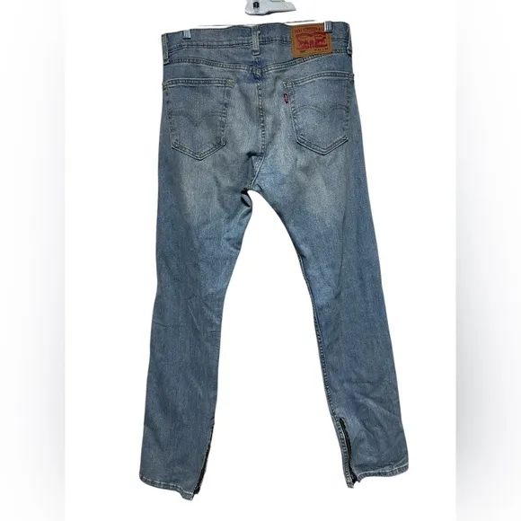 Levi’s 505 Ankle Zipper Distressed Blue Denim Jeans Waterless 32 X 34