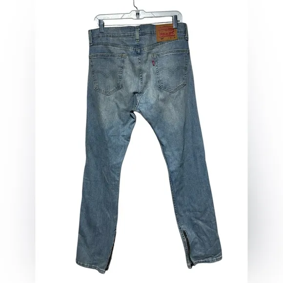 Levi’s 505 Ankle Zipper Distressed Blue Denim Jeans Waterless 32 X 34