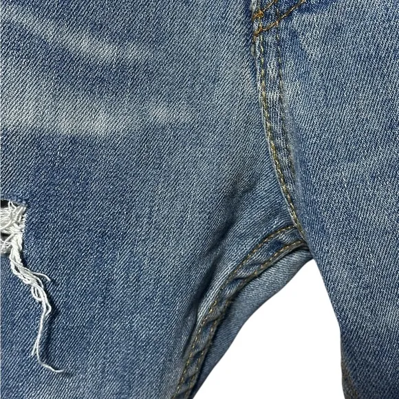 Levi’s 505 Ankle Zipper Distressed Blue Denim Jeans Waterless 32 X 34