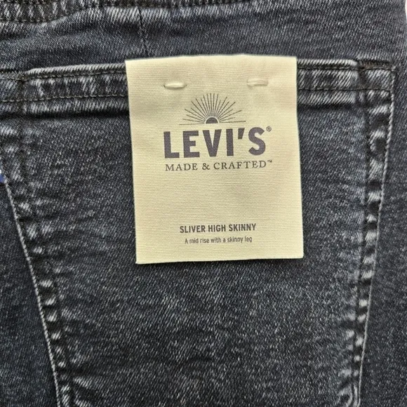 Levis Jeans Made &amp; Crafted Size 27 High Waist Skinny Zippered Leg Dark Wash NWT