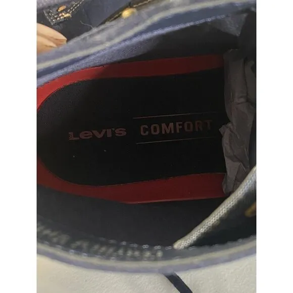 Levis Men's Sheffield Ankle Casual/Work Boots‎ Blue Chambray Suede Lace Up SZ 10