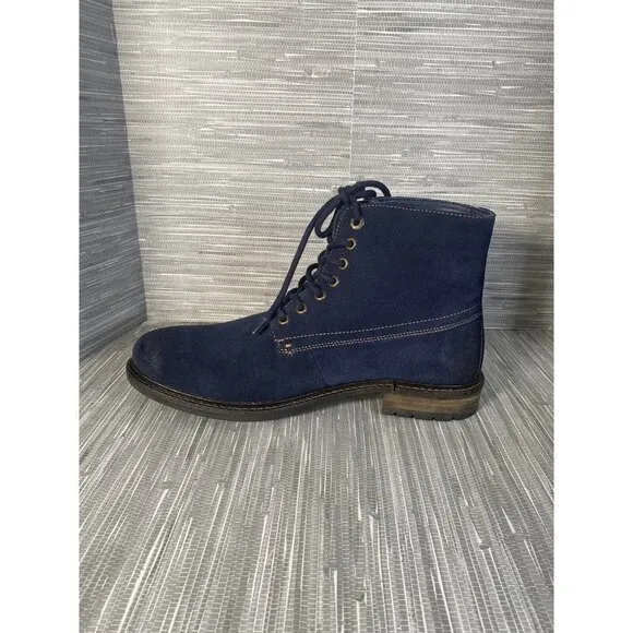 Levis Men's Sheffield Ankle Casual/Work Boots‎ Blue Chambray Suede Lace Up SZ 10