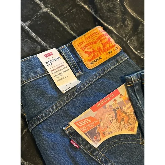 Levi's Mens Western Straight Leg Non-Stretch Jeans, Monday Blues, Sz 33x32, NWT