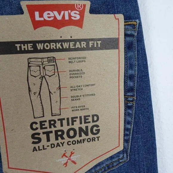 Levi's Workwear Fit Jeans Men's 31x34 Blue Denim Stretch Fits Over Boots
