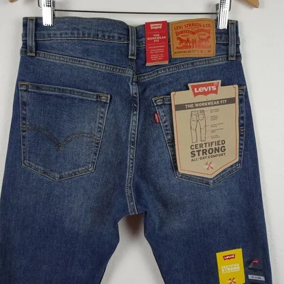 Levi's Workwear Fit Jeans Men's 31x34 Blue Denim Stretch Fits Over Boots