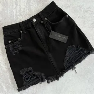 LF CARMAR Black Denim 'Colin' Non Stretch Mini Skirt, 24 XS NWT