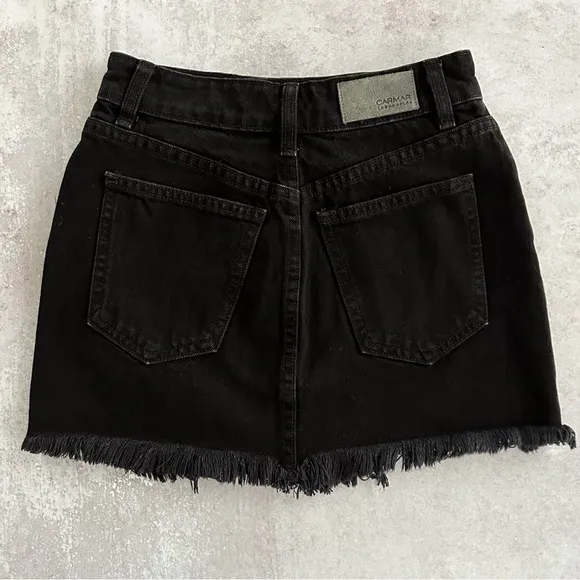 LF CARMAR Black Denim 'Colin' Non Stretch Mini Skirt, 24 XS NWT