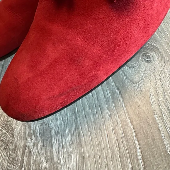 LFLS by Eric Jones Bachman  Red Suede Men's Loafers with Tassels