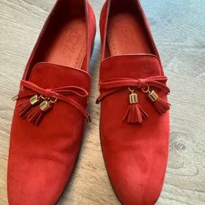 LFLS by Eric Jones Bachman  Red Suede Men's Loafers with Tassels