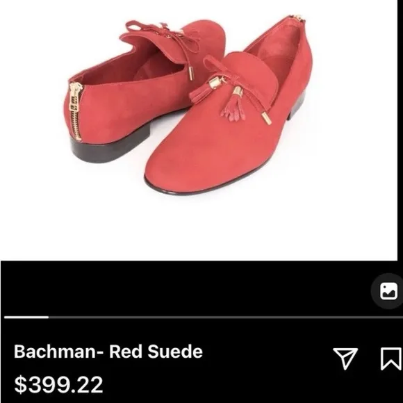 LFLS by Eric Jones Bachman  Red Suede Men's Loafers with Tassels