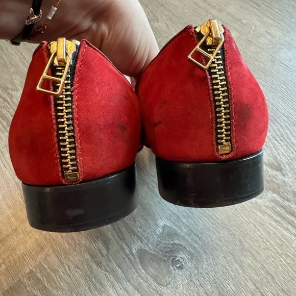 LFLS by Eric Jones Bachman  Red Suede Men's Loafers with Tassels