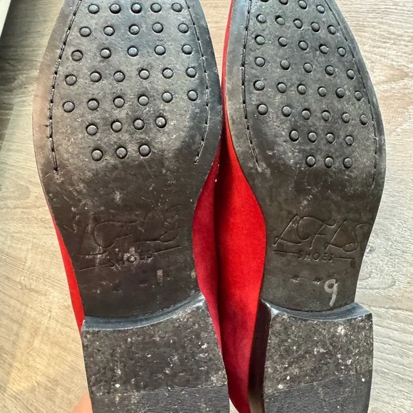 LFLS by Eric Jones Bachman  Red Suede Men's Loafers with Tassels