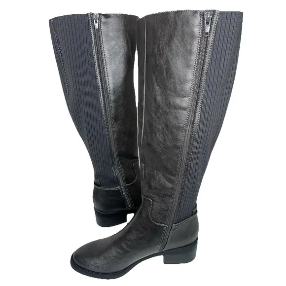 LifeStride Soft System Womens Taupe Stretch Back Panel Knee-High Boots 10M NWOB