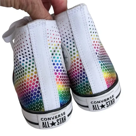 Like New Converse Chuck Taylor All Star RainbowFoil Print High Top Sneakers 9