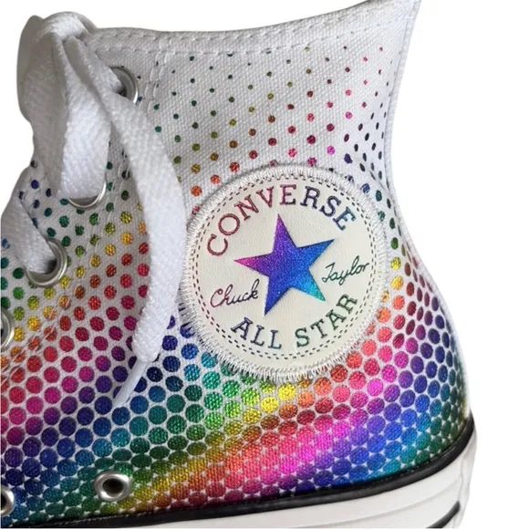 Like New Converse Chuck Taylor All Star RainbowFoil Print High Top Sneakers 9