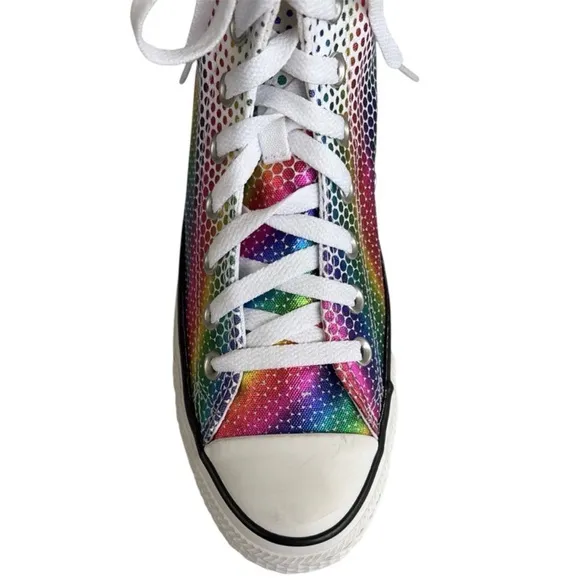 Like New Converse Chuck Taylor All Star RainbowFoil Print High Top Sneakers 9