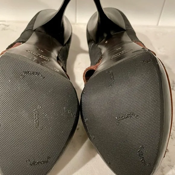 Like New Miu Miu Black &amp; Brown Platform Sandals Size 41