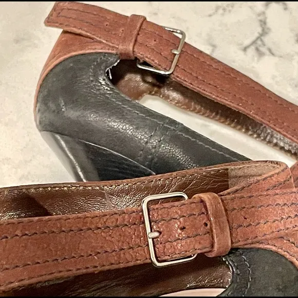 Like New Miu Miu Black &amp; Brown Platform Sandals Size 41