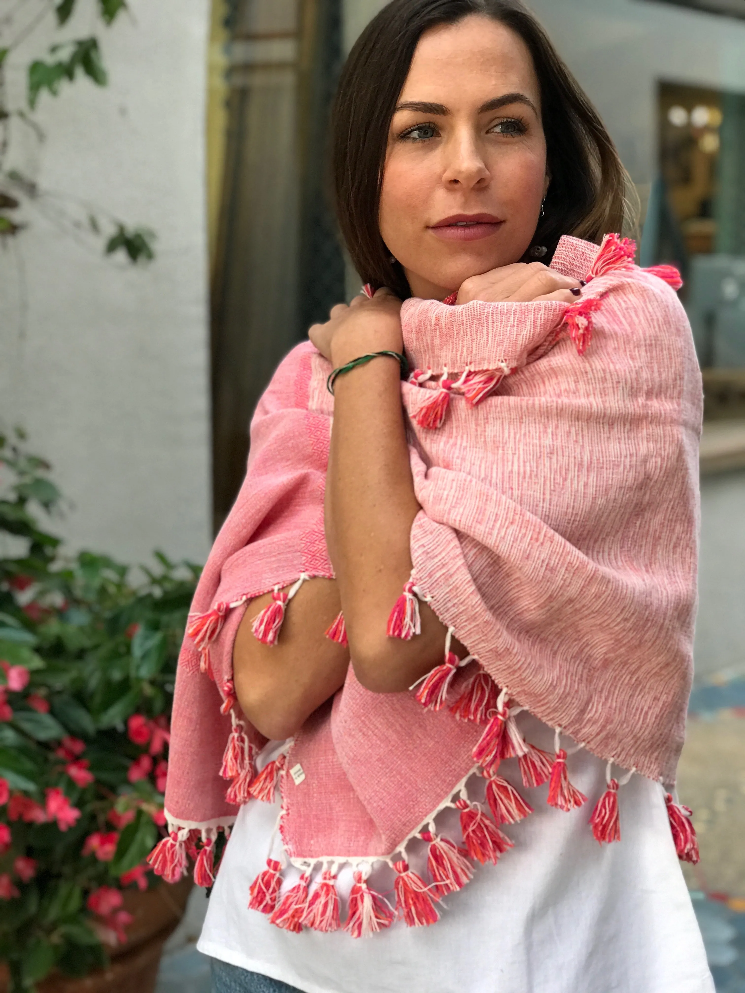 Lila Tassel Coral Summer Wrap