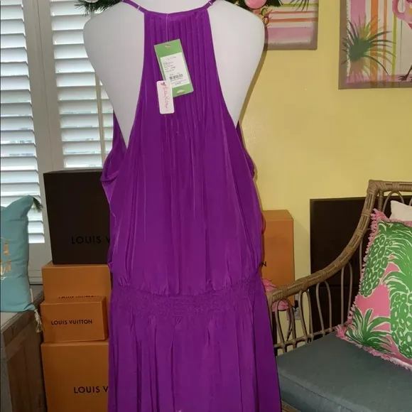 Lilly Pulitzer NWT Minda Silk Dress Paradise Purple ☔️ Size XL