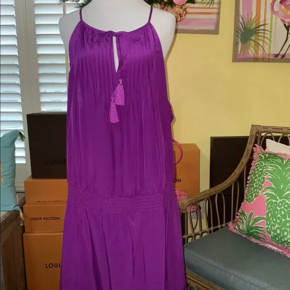 Lilly Pulitzer NWT Minda Silk Dress Paradise Purple ☔️ Size XL