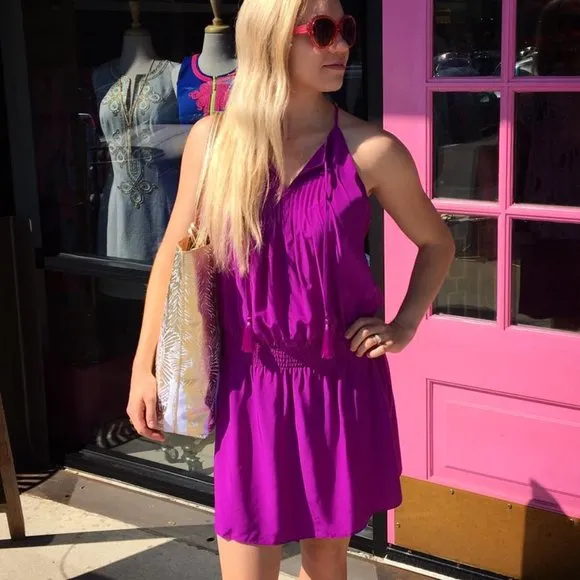 Lilly Pulitzer NWT Minda Silk Dress Paradise Purple ☔️ Size XL